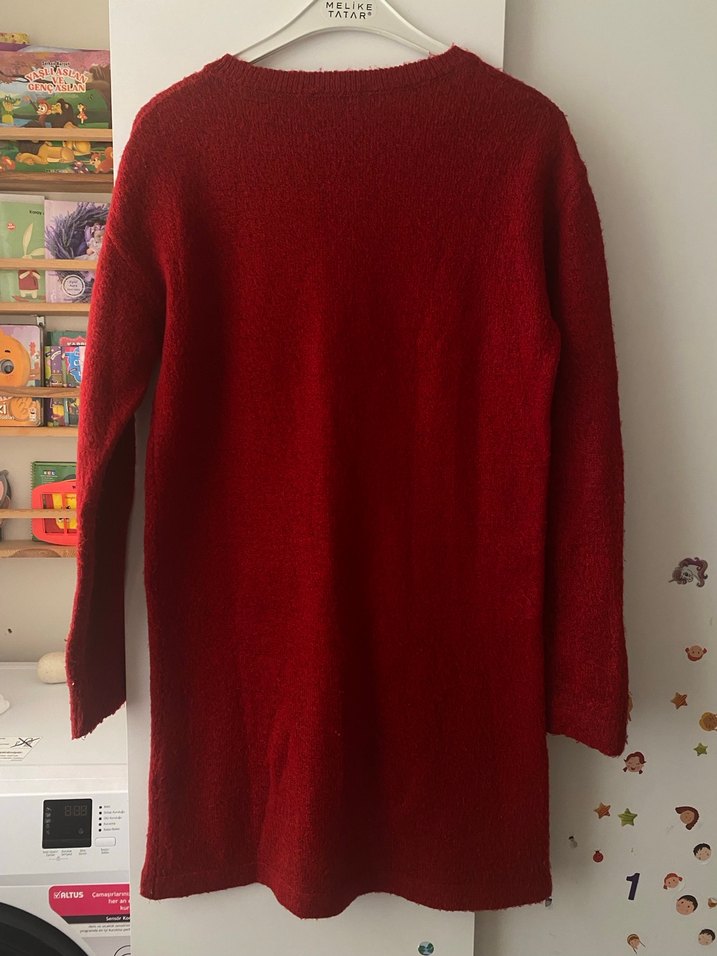 Bordo Örgü Kadın Yün Kazak - Görsel 2