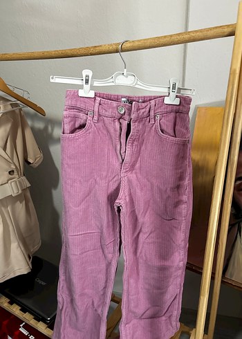 Düğmeli Pembe Normal Boy Kadın Keten Pantolon - Görsel 6