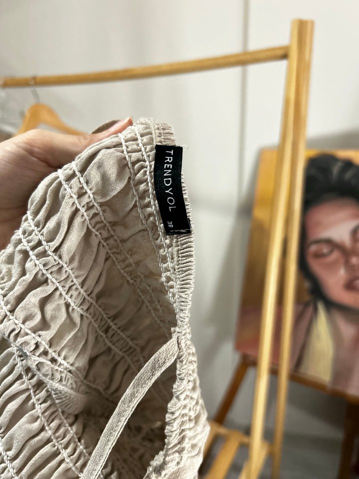 Bej Pilili Kısa Straplez Kadın Bustiyer - Görsel 5