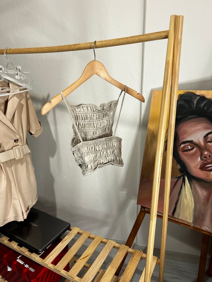 Bej Pilili Kısa Straplez Kadın Bustiyer - Görsel 2