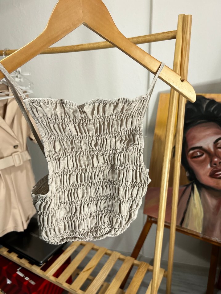 Bej Pilili Kısa Straplez Kadın Bustiyer - Görsel 3