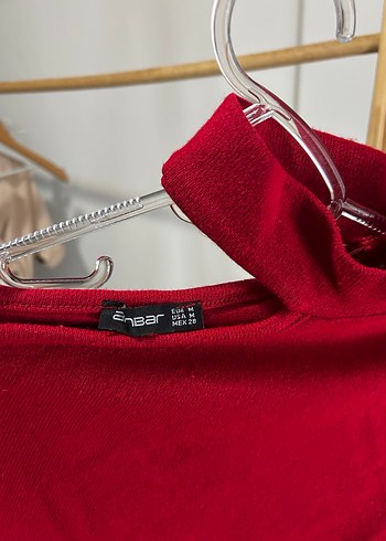 Kırmızı Yarım Boğazlı Kadın Süet Kazak - Görsel 4