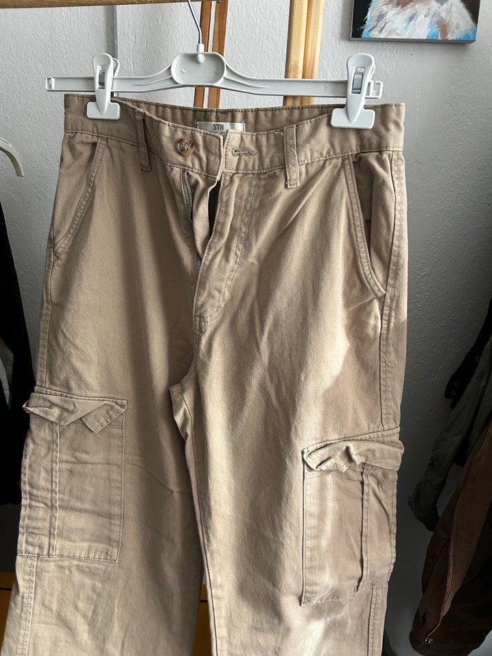 Kemerli Kahverengi Keten Rahat Pantolon - Görsel 5