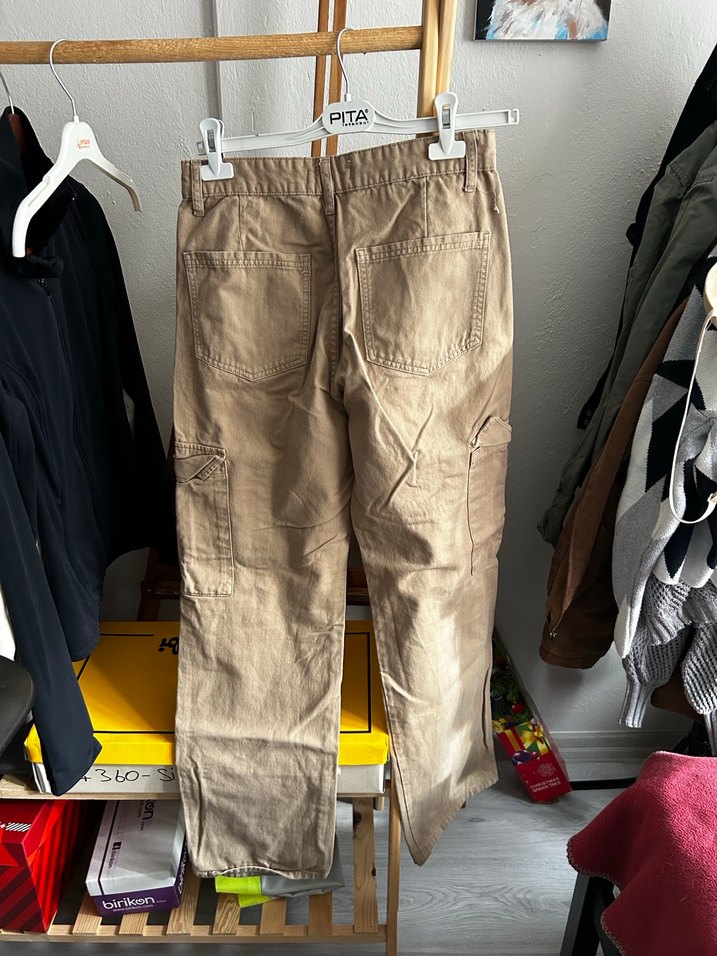 Kemerli Kahverengi Keten Rahat Pantolon - Görsel 2