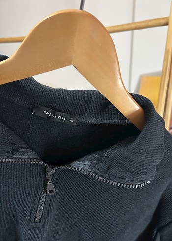 Fermuarlı Gri Yarım Fermuarlı Sweatshirt - Görsel 3