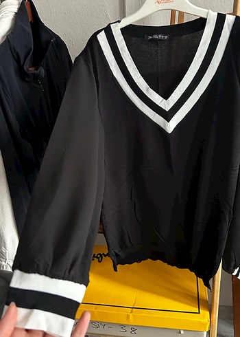 Kadın Siyah V Yaka Pamuklu Triko Kazak - Görsel 2