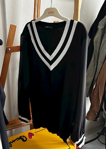 Kadın Siyah V Yaka Pamuklu Triko Kazak - Görsel 5