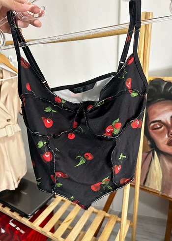 Siyah Desenli Mini Straplez Büstiyer - Görsel 7