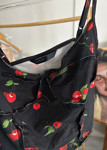 Siyah Desenli Mini Straplez Büstiyer - Görsel 8