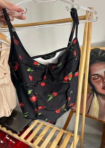 Siyah Desenli Mini Straplez Büstiyer - Görsel 6