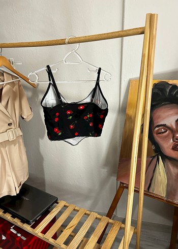 Siyah Desenli Mini Straplez Büstiyer - Görsel 3