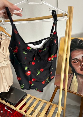 Siyah Desenli Mini Straplez Büstiyer - Görsel 5