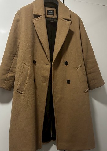 Düğmeli Camel Renk Uzun Kaban - Görsel 4