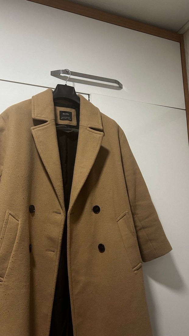 Düğmeli Camel Renk Uzun Kaban - Görsel 2