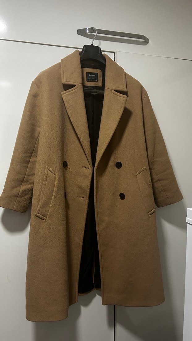 Düğmeli Camel Renk Uzun Kaban - Görsel 5