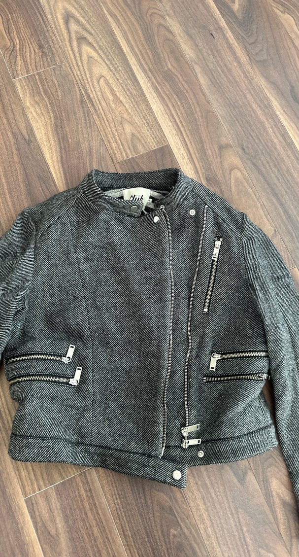 Gri Fermuarlı Kadın Biker Ceket - Görsel 2