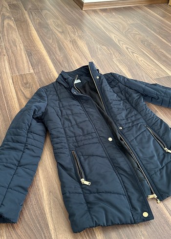 Fermuarlı Siyah Kadın Midi Mont - Görsel 4