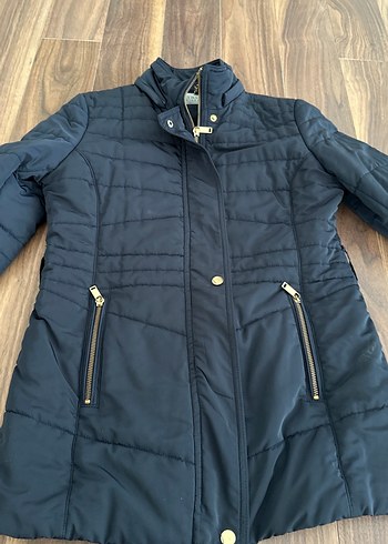 Fermuarlı Siyah Kadın Midi Mont - Görsel 5