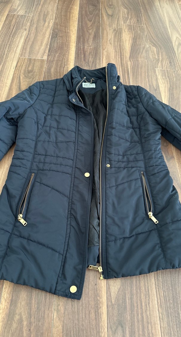 Fermuarlı Siyah Kadın Midi Mont - Görsel 2