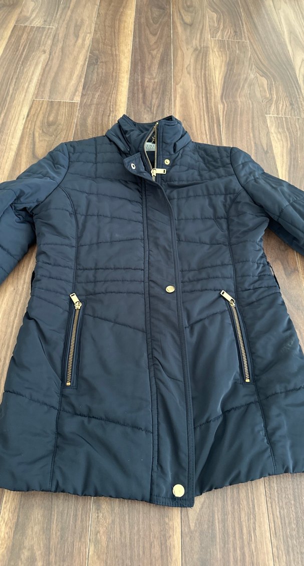 Fermuarlı Siyah Kadın Midi Mont - Görsel 5