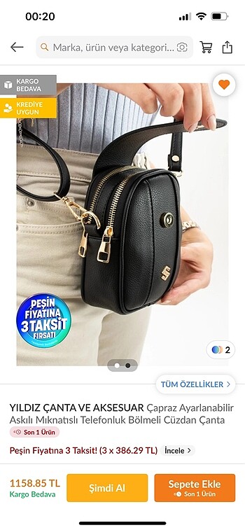 Diğer Minimal çapraz siyah çanta