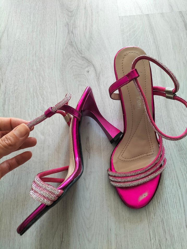 Fuşya Kadın Taşlı Abiye Ayakkabı - Görsel 3