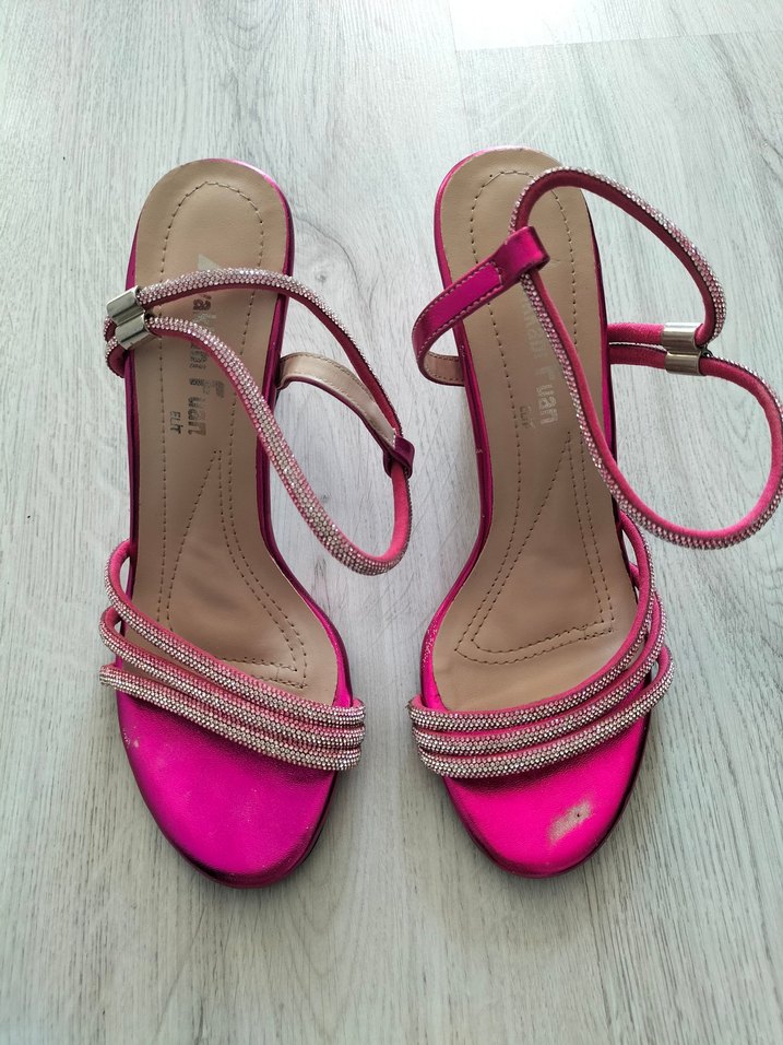 Fuşya Kadın Taşlı Abiye Ayakkabı - Görsel 2