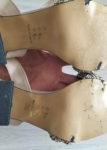 Bej Taşlı Topuklu Kadın Ayakkabı - Görsel 10