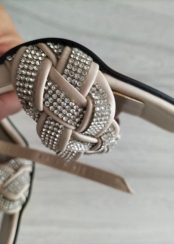 Bej Taşlı Topuklu Kadın Ayakkabı - Görsel 8