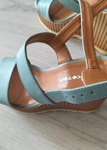 Mavi Pastel Dolgu Topuklu Kadın Sandalet - Görsel 5