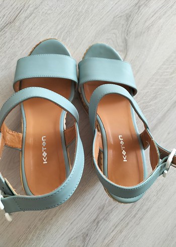 Mavi Pastel Dolgu Topuklu Kadın Sandalet - Görsel 9