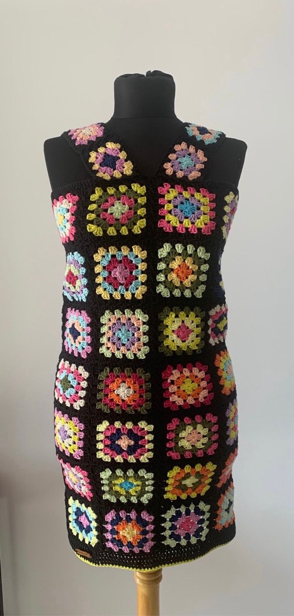 El Yapımı Renkli Örgü Bohem Kadın Elbise - Görsel 5