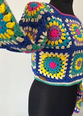 El Yapımı Bohem Çok Renkli Örgü Hamile Kazak - Görsel 3