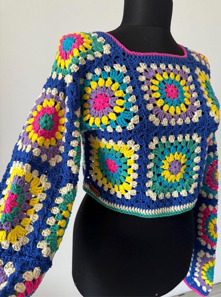 El Yapımı Bohem Çok Renkli Örgü Hamile Kazak - Görsel 4