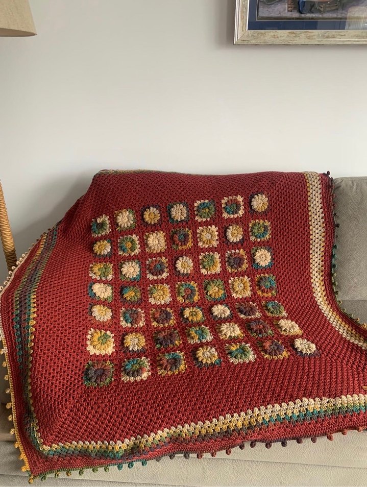 El Yapımı Renkli Desenli Örgü Battaniye - Görsel 3