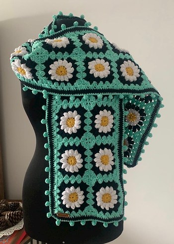 El Yapımı Bohem Çok Renkli Örgü Kadın Atkı - Görsel 3