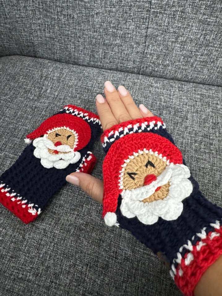 Renkli Örgü Bohem Kadın Eldiven - Görsel 2