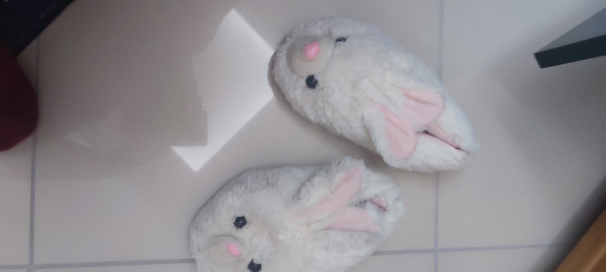 Kızlar için Beyaz Peluş Tavşan Ev Terliği - Görsel 2