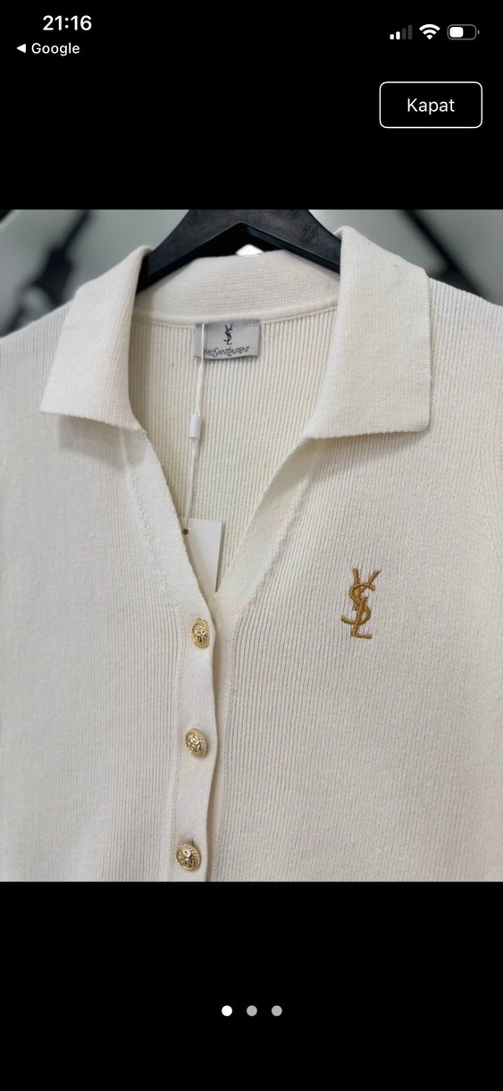 YSL Ekru Triko Yaka Yelek — görsel 3/5
