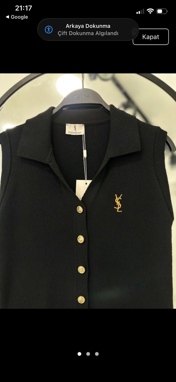 YSL Siyah Kolsuz Triko Yelek — görsel 4/6