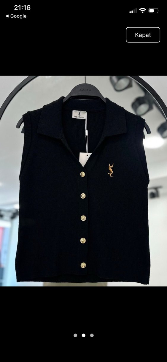 YSL Siyah Kolsuz Triko Yelek — görsel 3/6