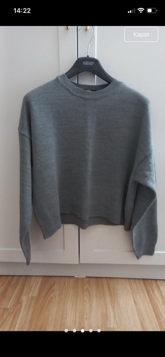 Gri Oversize Bisiklet Yaka Triko Kazak — görsel 5/6
