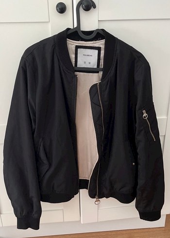 Pull and Bear Siyah Sehir Stili Bomber Ceket
