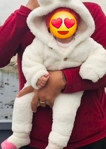 Tulum beyaz 6 - 12 ay. Peluş Tulum - Görsel 2