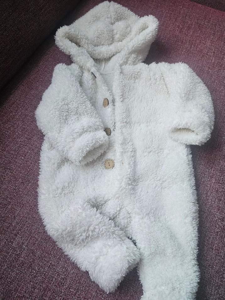 Tulum beyaz 6 - 12 ay. Peluş Tulum - Görsel 4