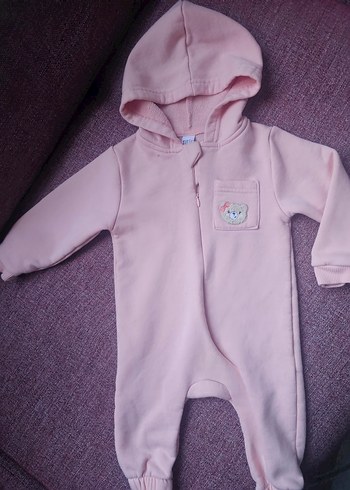 Kapüşonlu Somon Bebek Tulumu - Görsel 4