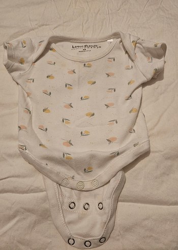 Zıbın Kısa Kollu Beyaz Desenli bebek bady - Görsel 4