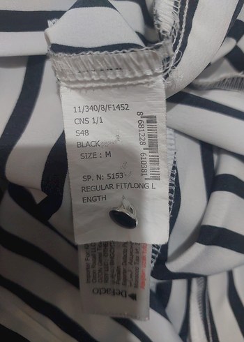 Defacto Marka 38 Beden Kadın Siyah-Beyaz Çizgili Uzun Gömlek - Görsel 6