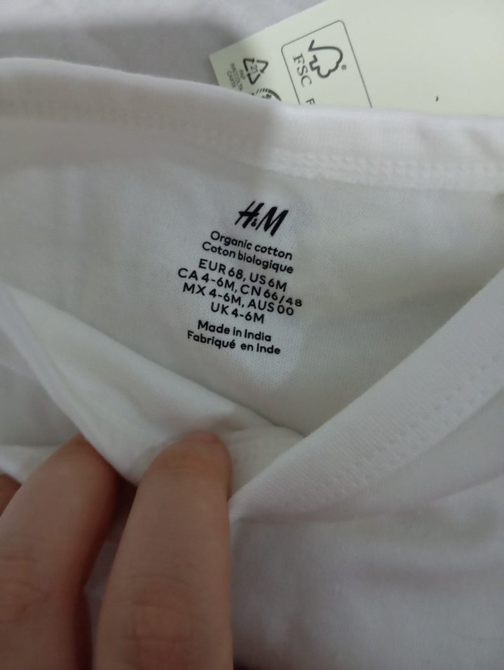 H&M Marka Uzun Kollu Beyaz Bebek Body (4-6 ay) - Görsel 3