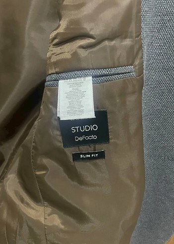 Defacto Marka Düğmeli Gri Erkek Takım Elbise Ceketi - Görsel 4